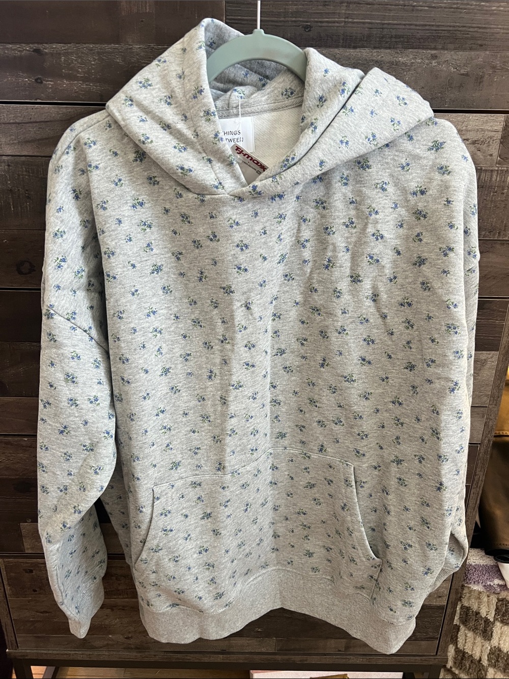 Women's Light Gray Floral Hoodie Sweatshirt by Unknown Brand